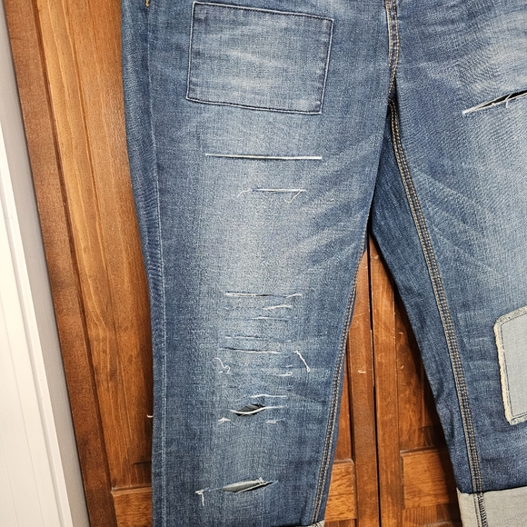 Standards & Practices Distressed Patchwork Straight Leg Jeans Size 14 - Picture 3 of 14